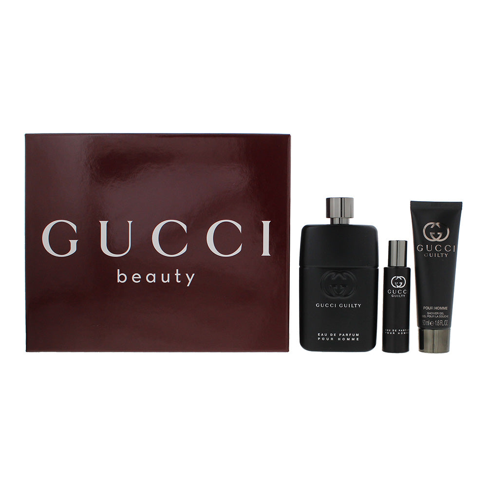 Gucci Guilty Pour Homme 3 Piece Gift Set: Eau de Parfum 90ml - Eau de Parfum 15m