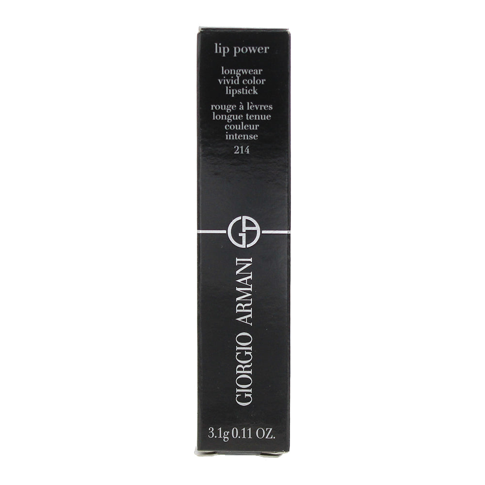 Giorgio Armani Lip Power Longwear Vivid Color 214 Lipstick 3.1g - Box