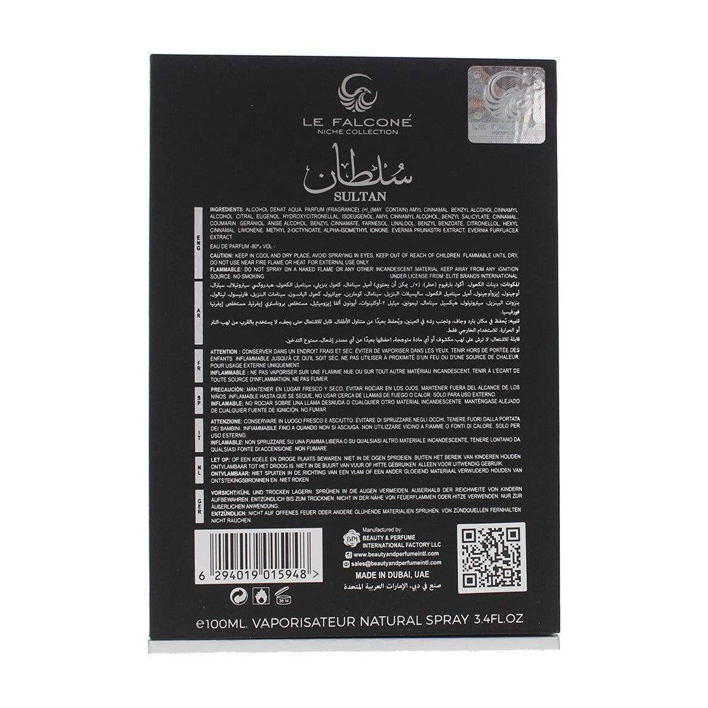 Le Falcone Niche Collection Legacy Sultan Extrait De Parfum 100ml - Ingredients