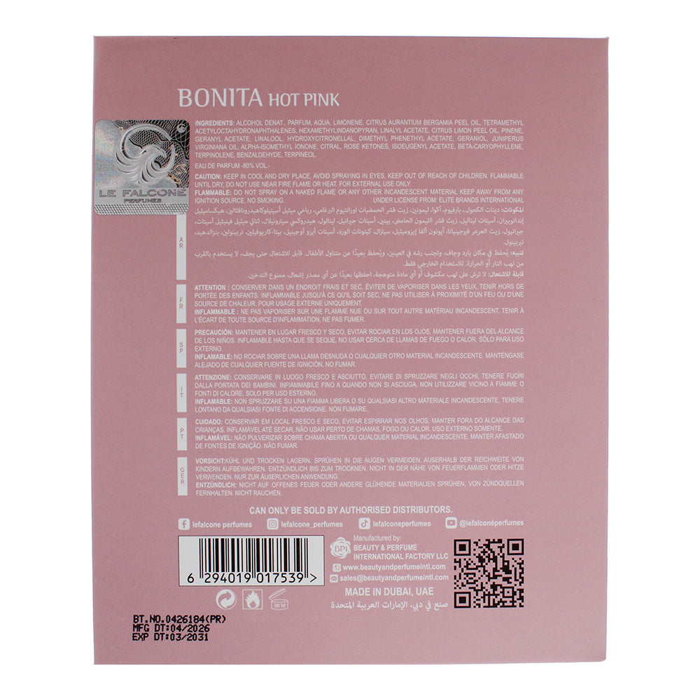 Le Falcone Bonita Hot Pink Eau De Parfum 100ml - Ingredients