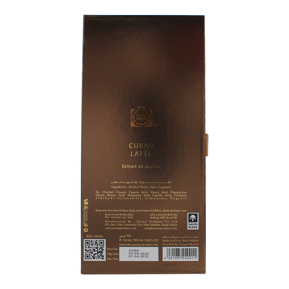 Surrati Cuban Latte Extrait de Parfum 150ml - Ingredients
