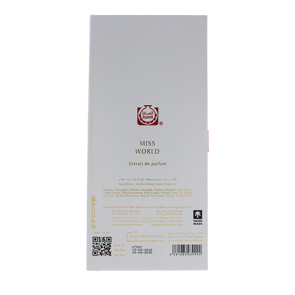 Surrati Miss World Extrait de Parfum 150ml - Ingredients