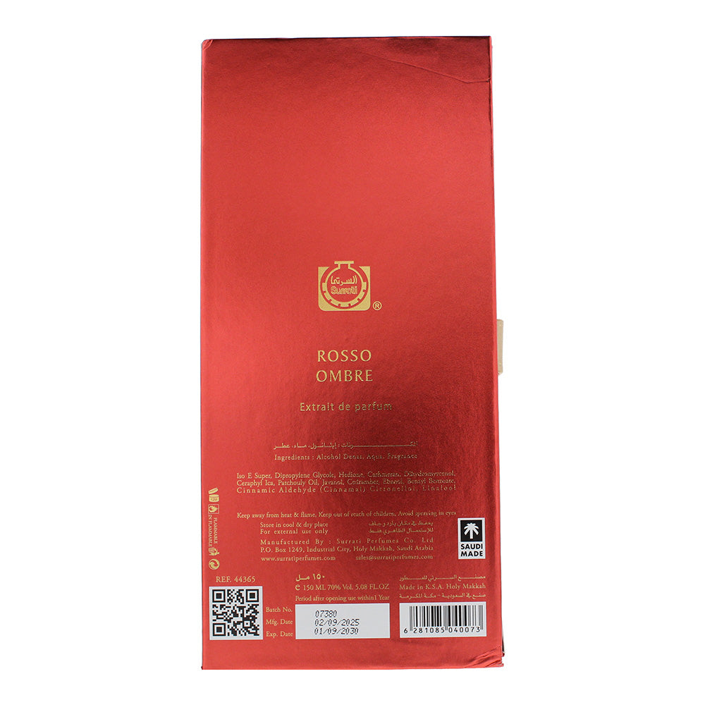 Surrati Rosso Ombre Extrait de Parfum 150ml - Ingredients