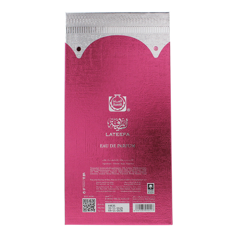 Surrati Lateefa Eau De Parfum 100ml - Ingredients
