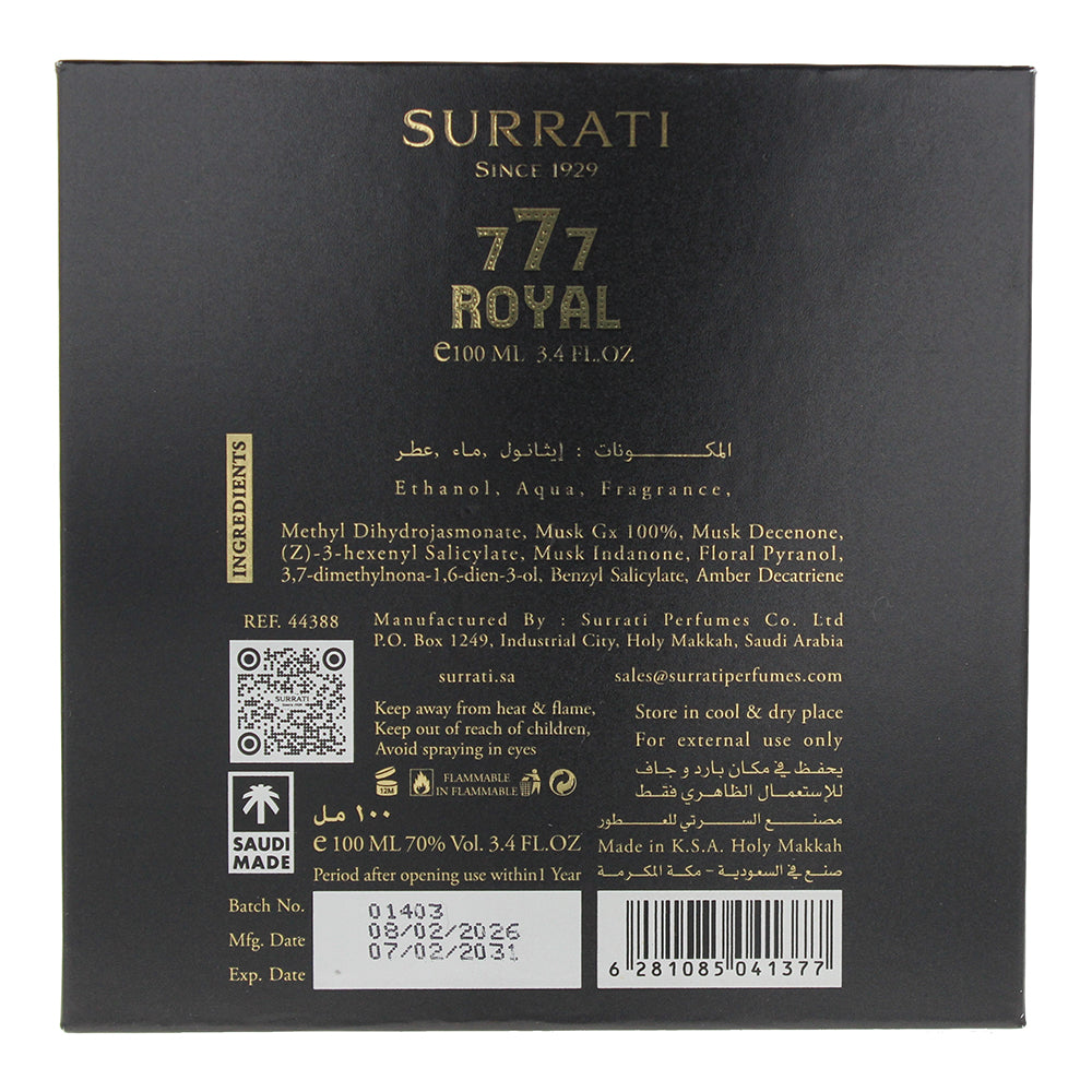 Surrati Royal 777 Eau de Parfum 100ml