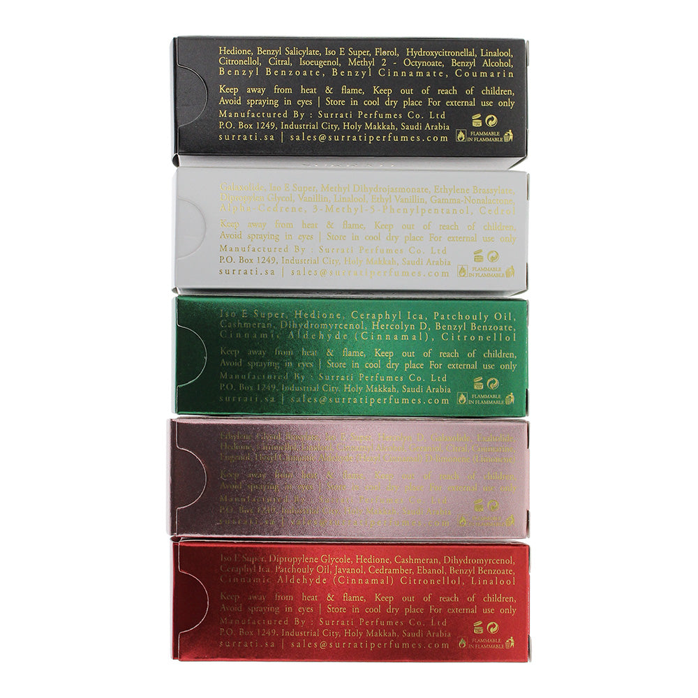Surrati Extrait Discovery Set 5 Piece Gift Set: Extrait De Parfum 10ml x 5 (1) - Ingredients