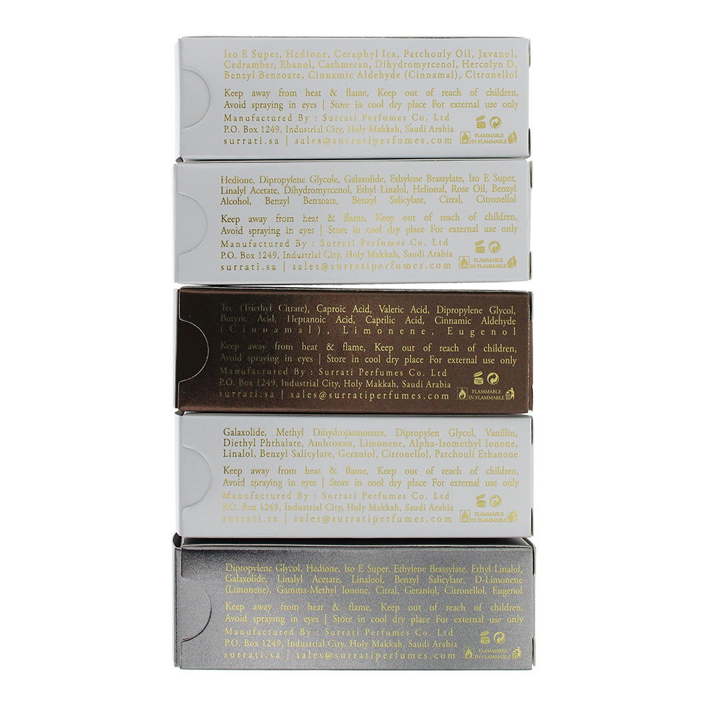Surrati Extrait Discovery Set 5 Piece Gift Set: Extrait de Parfum 10ml x 5 (2) - Ingredients