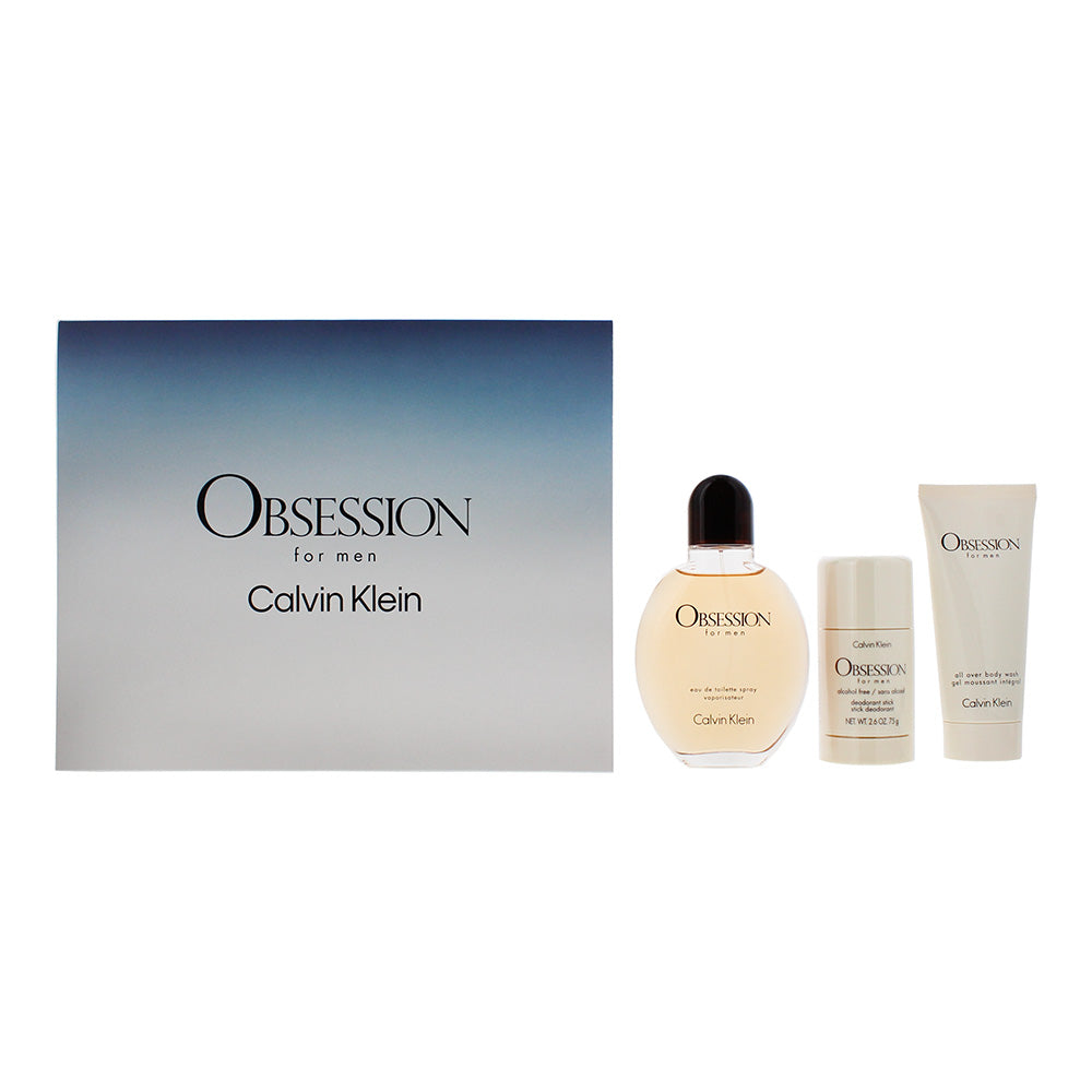 Calvin Klein Obsession For Men 3 Piece Gift Set: Eau de Toilette 125ml - Hair & Body S/G 100