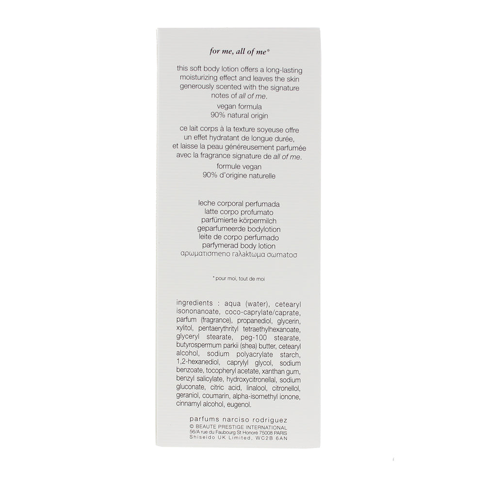 Narciso Rodriguez All Of Me Body Lotion 200ml - Ingredients