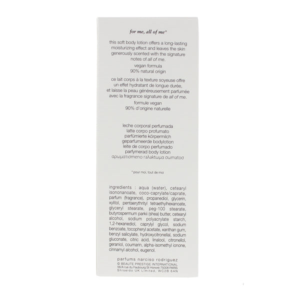 Narciso Rodriguez All Of Me Body Lotion 200ml - Ingredients