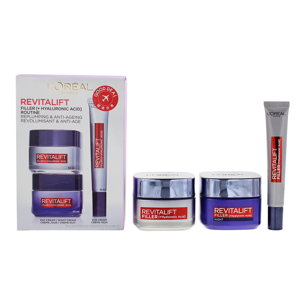L'oreal Revitalift 3 Piece Gift Set: Day Cream 50ml - Night  Cream 50ml - Eye Cr