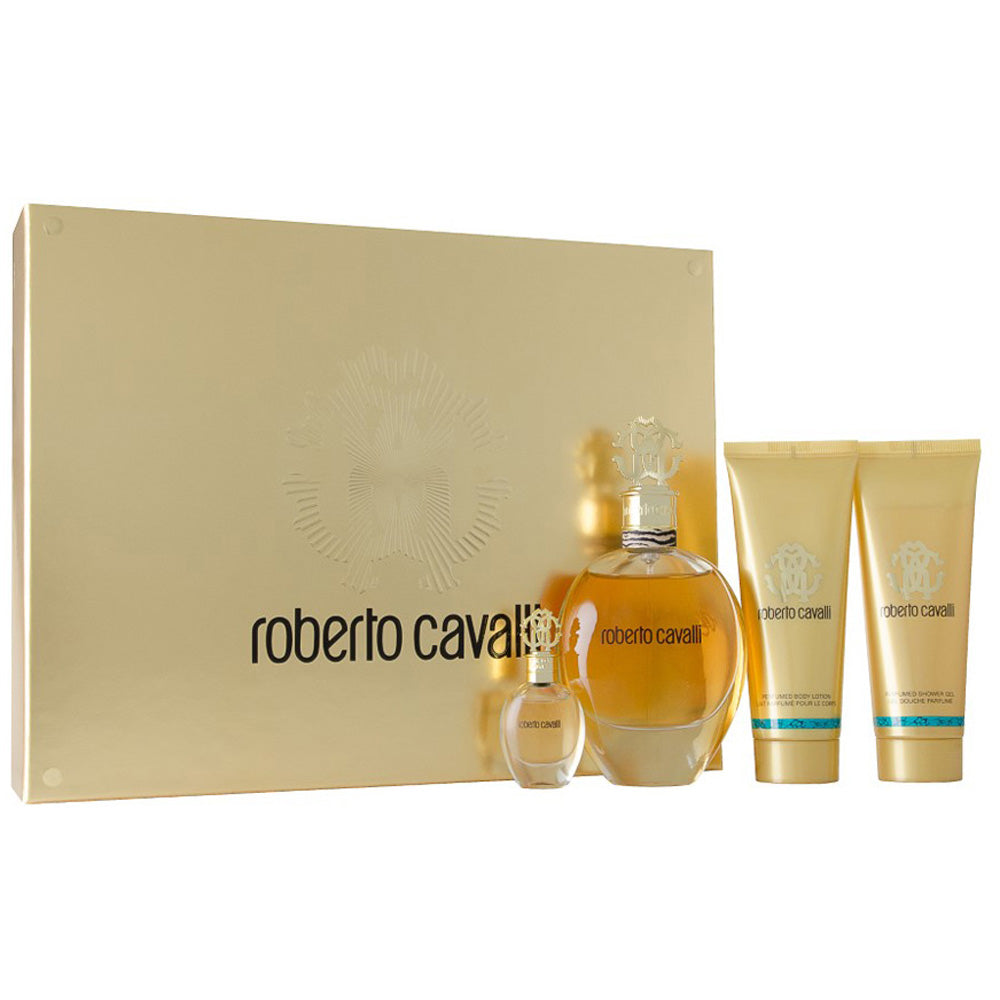 Roberto Cavalli Cavalli Eau De Parfum 4 Piece Gift Set: Eau De Parfum 75ml - Shower Gel 75ml - Body Lotion 75ml - Eau De Parfum 5ml