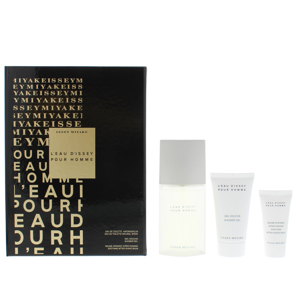 Issey Miyake L'eau D'issey Pour Homme Eau De Toilette 3 Piece Gift Set: Eau De Toilette 75ml - Shower Gel 75ml - Aftershave Balm 30ml