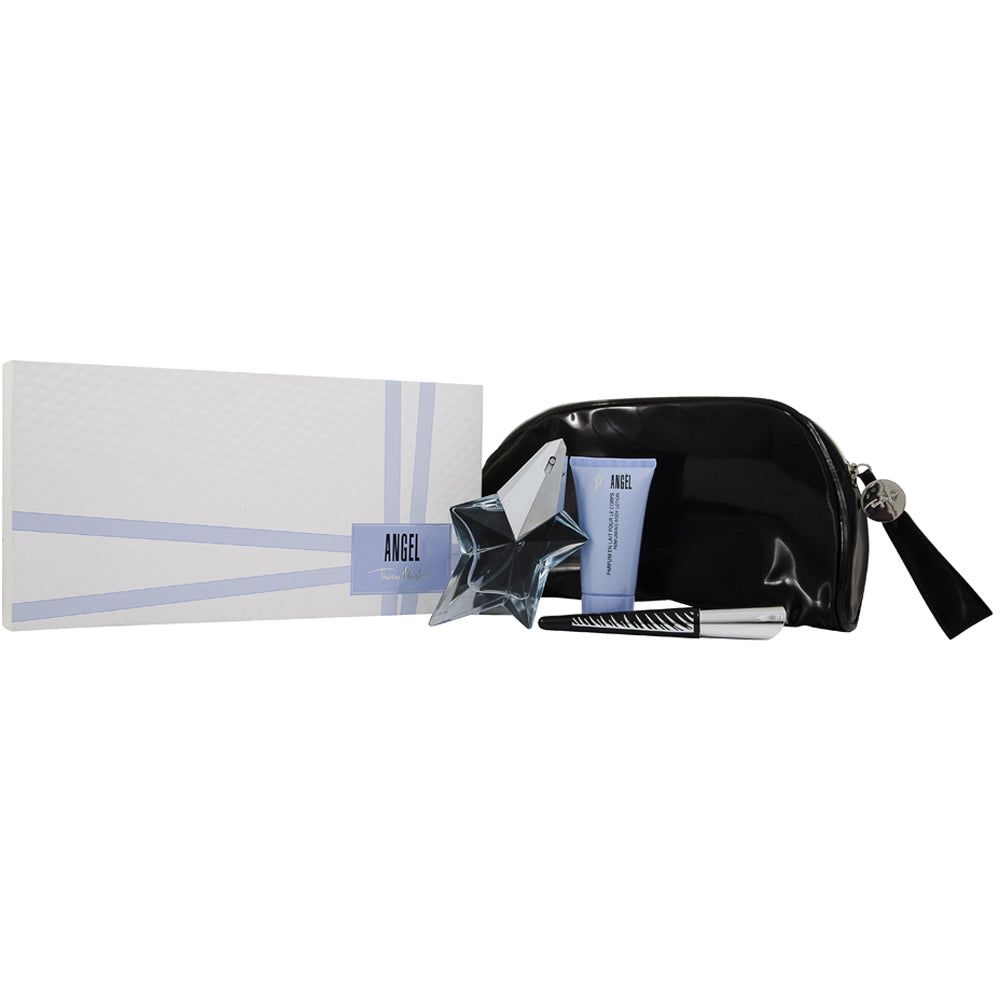 Mugler Angel Eau De Parfum 4 Piece Gift Set: Eau De Parfum 25ml - Mascara 5ml - Body Lotion 30ml - Cosmetic Bag
