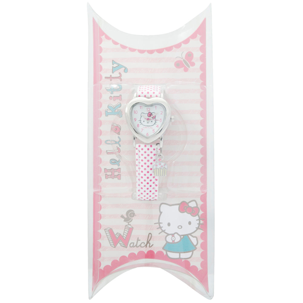 Hello Kitty Heart Shape Dial Pink Polka Dot Strap Watch