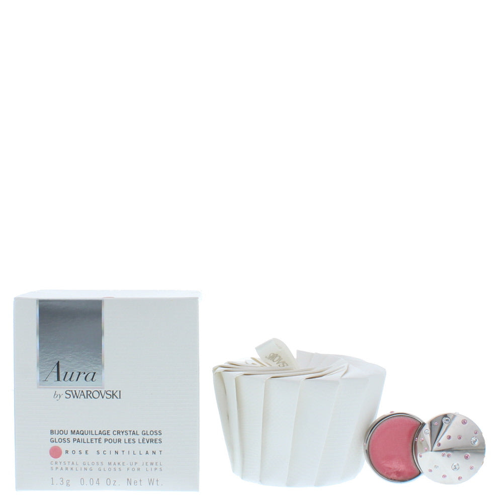 Swarovski Aura Crystal Gloss Make-Up Jewel Sparkling Rose Lip Gloss 1.3g
