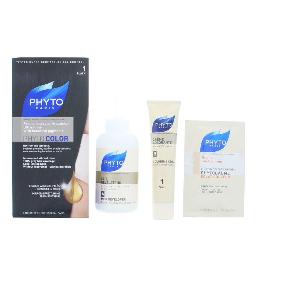 Phyto Phytocolor Permanent Color-Treatment Ultra Shine  1  Black Hair Colour 60ml