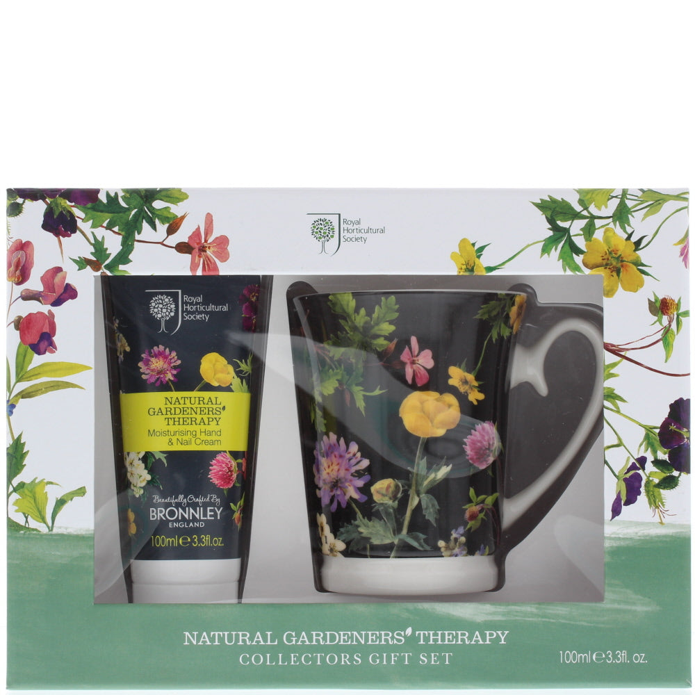 Bronnley Natural Gardeners Therapy Collectors Edition Bodycare Set Gift Set : Hand Cream 100ml - Mug
