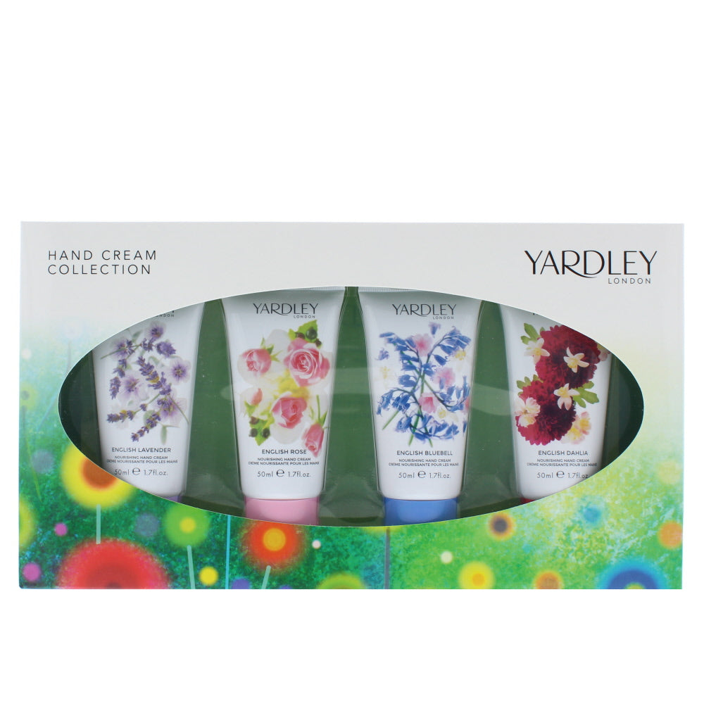 Yardley Hand Cream Collection Bodycare Set Gift Set : English Lavender 50ml - English Rose 50ml - English Bluebell 50ml - English Dahlia 50ml