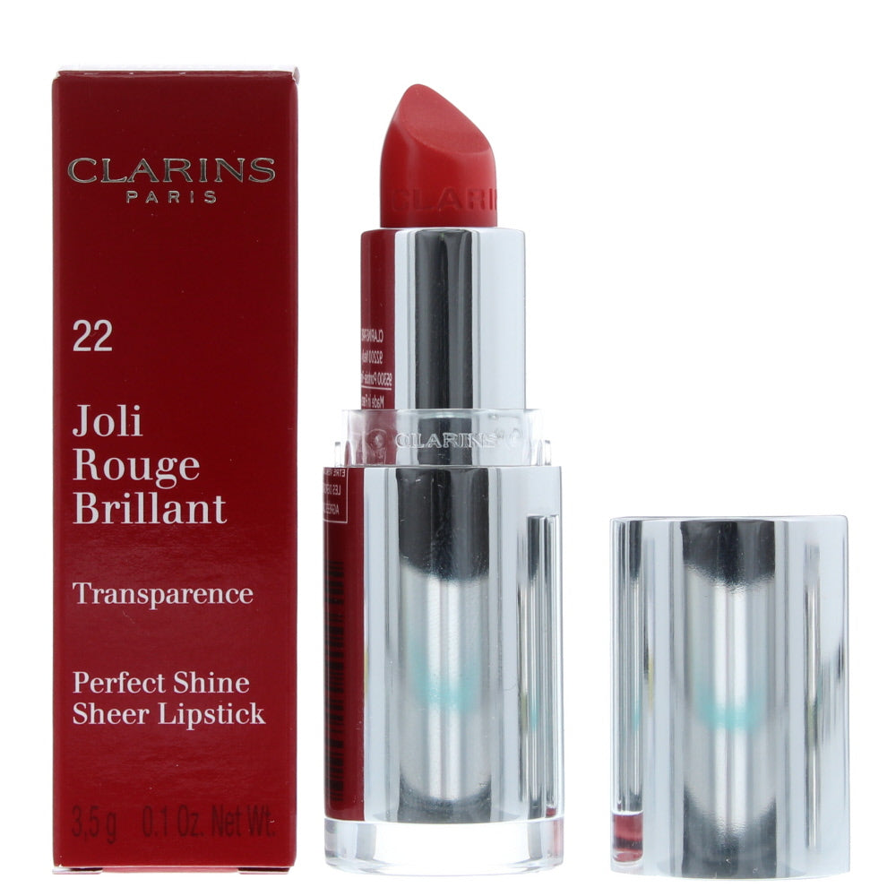 Clarins Joli Rouge Brilliant Perfect Shine Sheer 22 Coral Dahlia Lipstick 3.5g