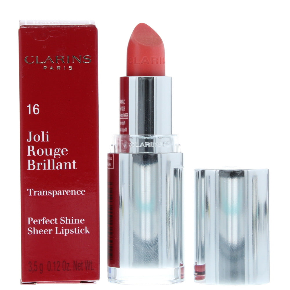 Clarins Joli Rouge Brilliant Perfect Shine Sheer 16 Pink Coral Lipstick 3.5g