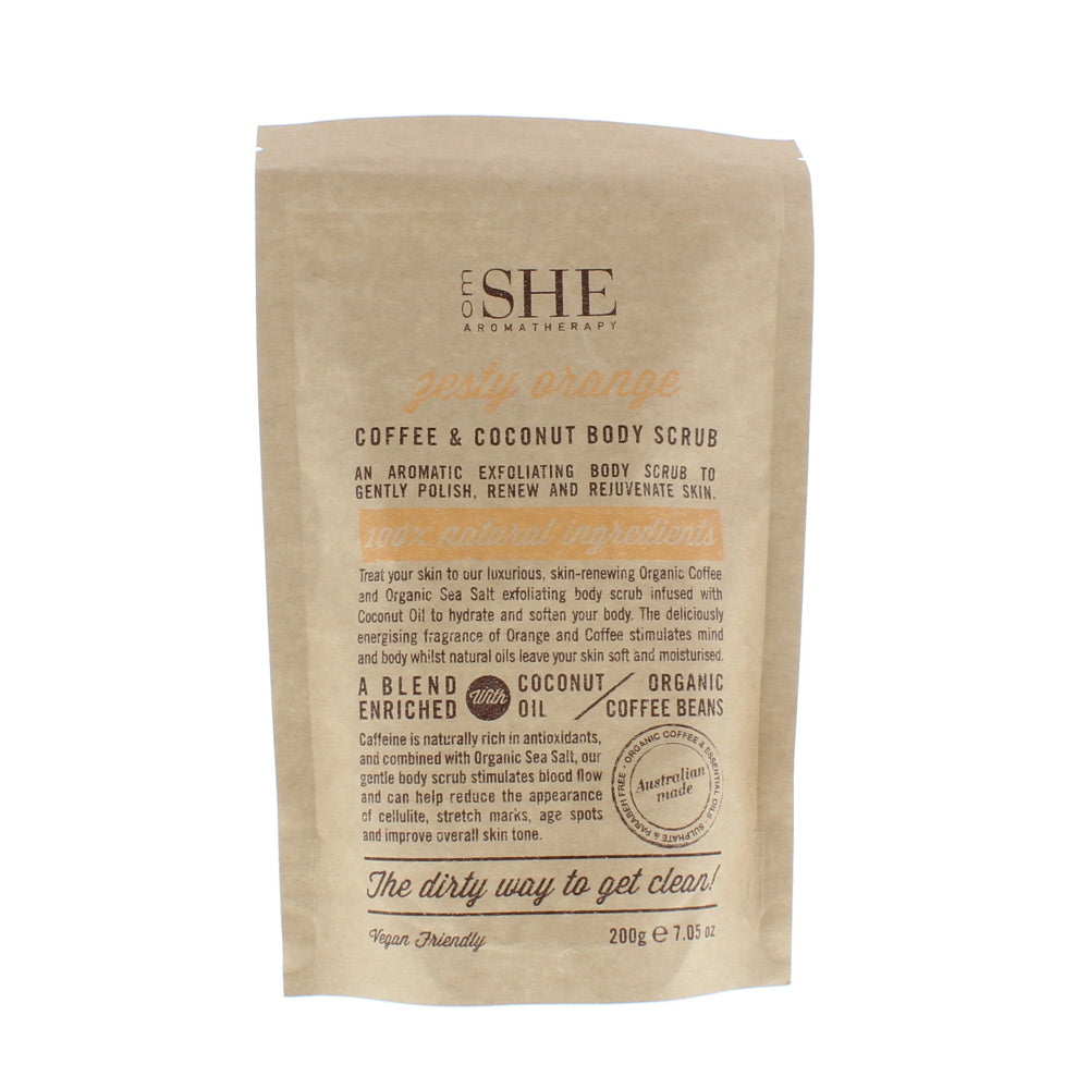 Om She Coffee & Coconut Zesty Orange Body Scrub 200g