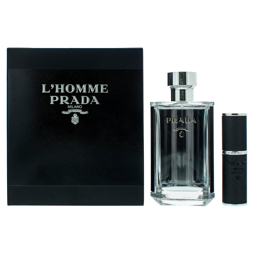 Prada L'homme Eau de Toilette Gift Set : Eau de Toilette 100ml - Eau de Toilette Refillable 8ml