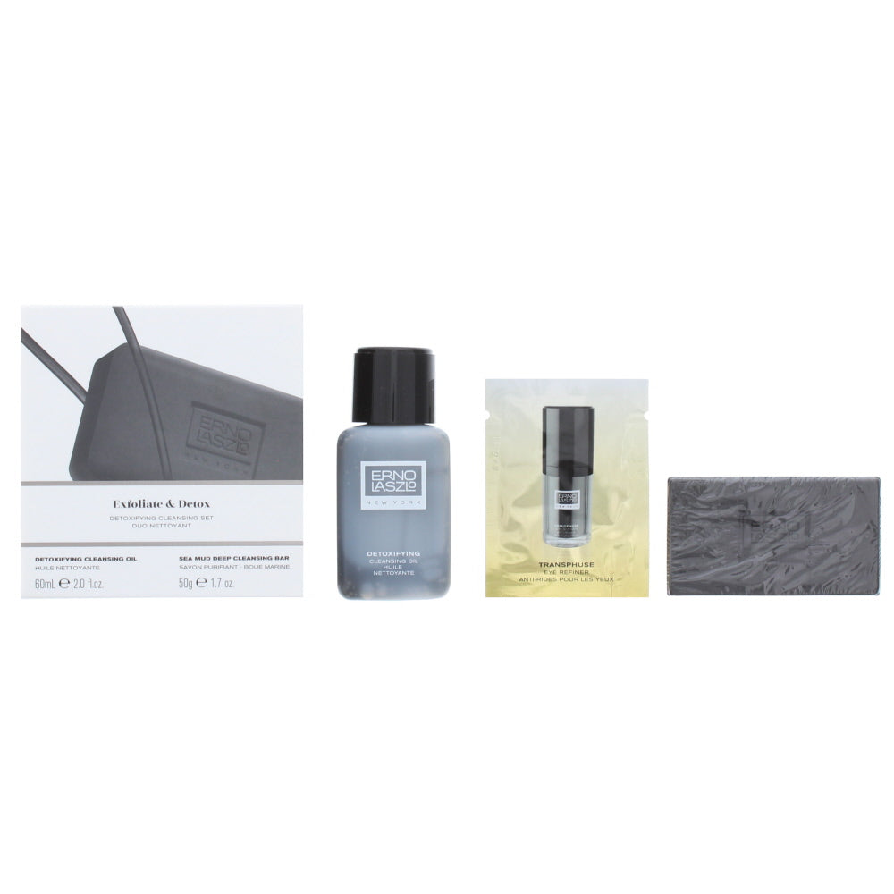 Erno Laszlo Exfoliate & Detox Detoxifying Cleansing Set Skincare Set Gift Set : Cleanisng Oil 60ml - Cleansing Bar 50g - Eye Cream 1ml