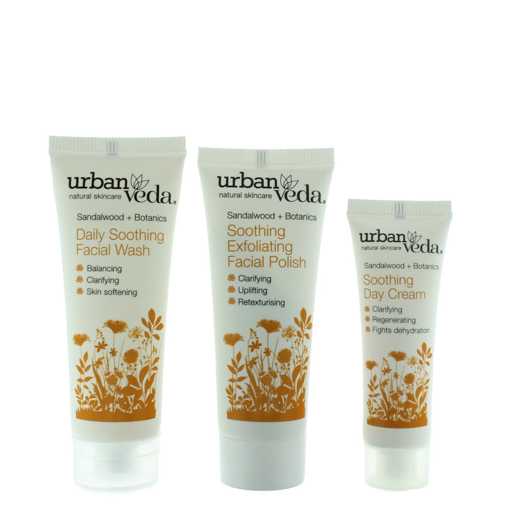 Urban Veda Soothing Face Ritual  Travel Set Skincare Set 3 Pieces Gift Set