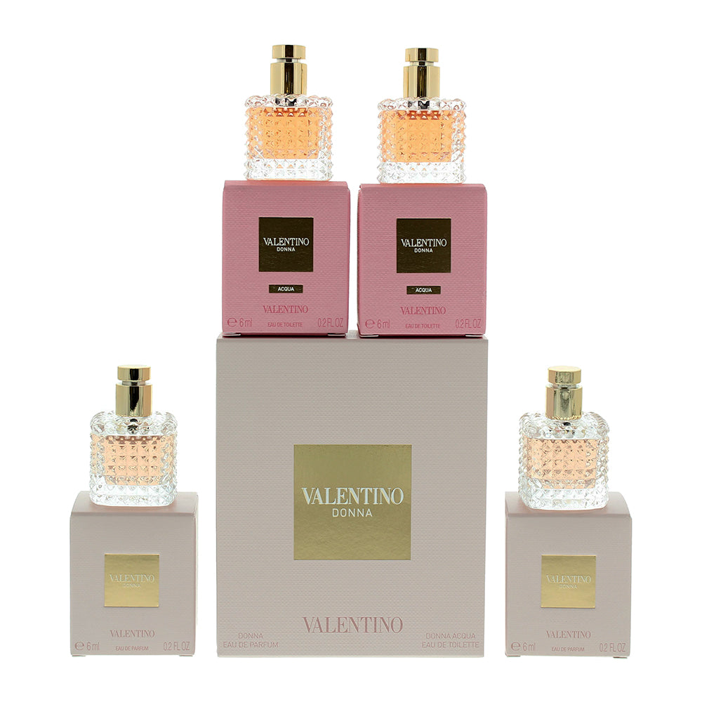 Valentino Donna Miniatures Gift Set : Donna Eau de Parfum X 2 6ml - Donna Acqua Eau de Toilette X 2 6ml