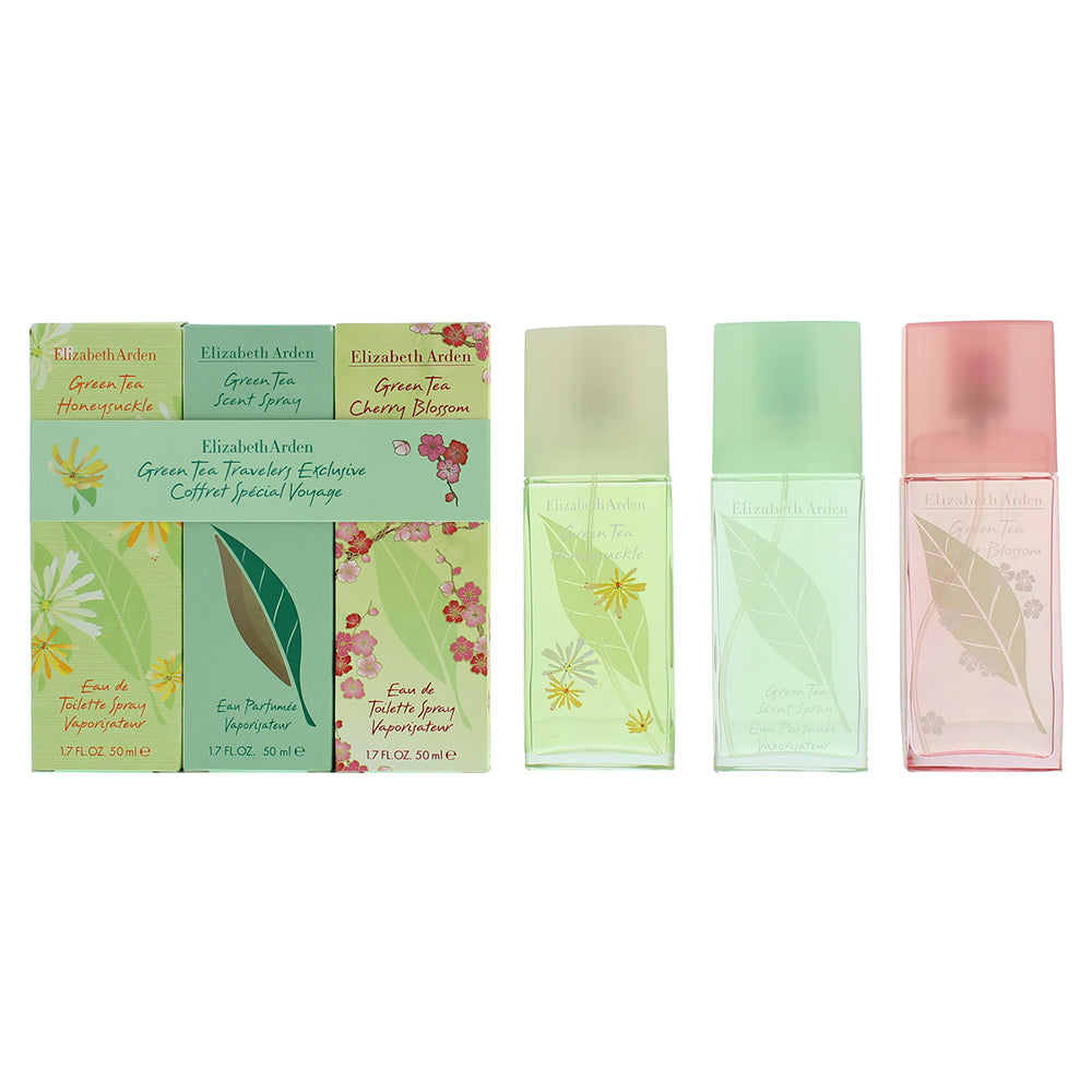 Elizabeth Arden Green Tea Travelers Exclusive Eau de Toilette Gift Set : Honeysuckle Eau de Toilette 50ml - Green Tea Eau de Parfum 50ml - Cherry Blos