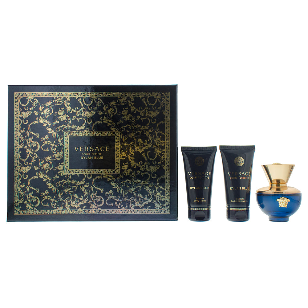 Versace Dylan Blue Pour Femme Eau De Parfum 3 Piece Gift Set: Eau de Parfum 50ml - Shower Gel 50ml - Body Lotion 50ml