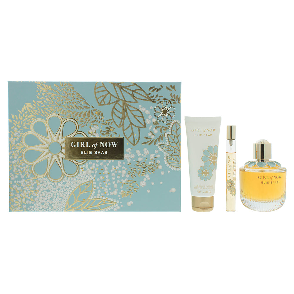 Elie Saab Girl Of Now Eau de Parfum 3 Piece Gift Set: Eau de Parfum 90ml - Eau de Parfum 10ml - Body Lotion 75ml