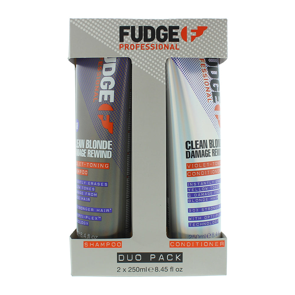 Fudge Clean Blonde Damage Rewind Violet-Toning Shampoo & Conditioner Gift Set : Shampoo 250ml - Conditioner 250ml