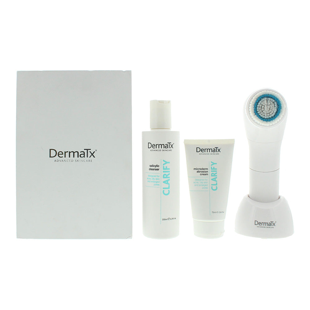 Dermatx Clarify Microdermabrasion & Daily Cleansing System For Acne. Oily Skin And Enlarged Pores Skincare Gift Set : Cream 75ml - Cleansing Gel 200ml