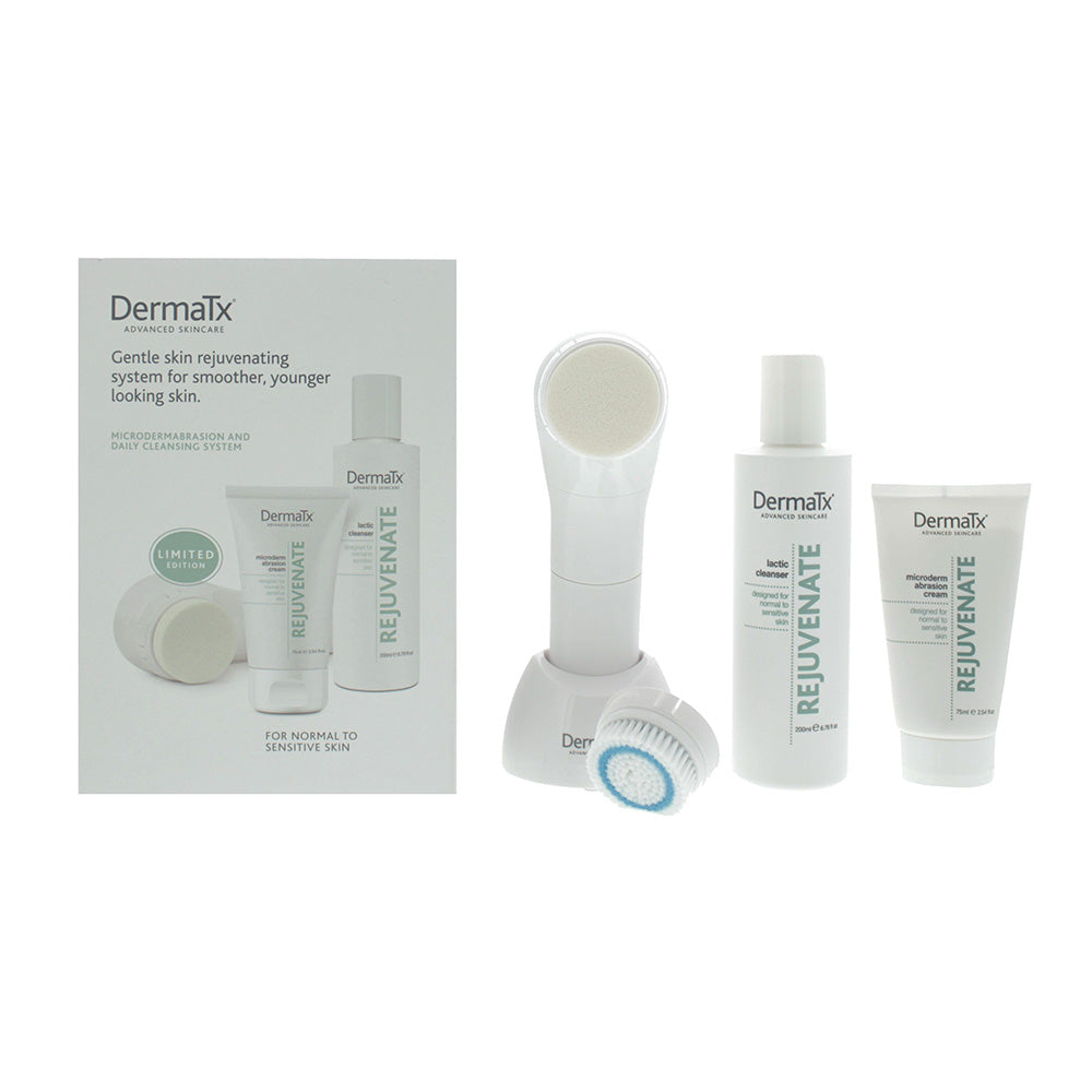 Dermatx Rejuvenate Microdermabrasion & Daily Cleansing System For Normal To Sensative Skin Skincare Gift Set : Cream 75ml - Cleansing Cream 200ml - De
