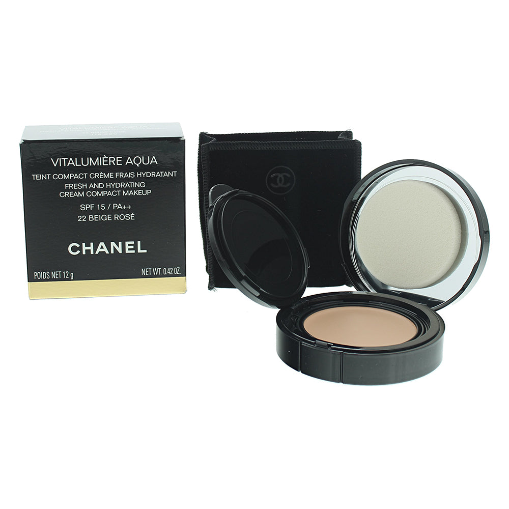 Chanel Vitalumière Aqua Fresh And Hydrating Cream Compact 22 Beige Rosé Foundation 12g