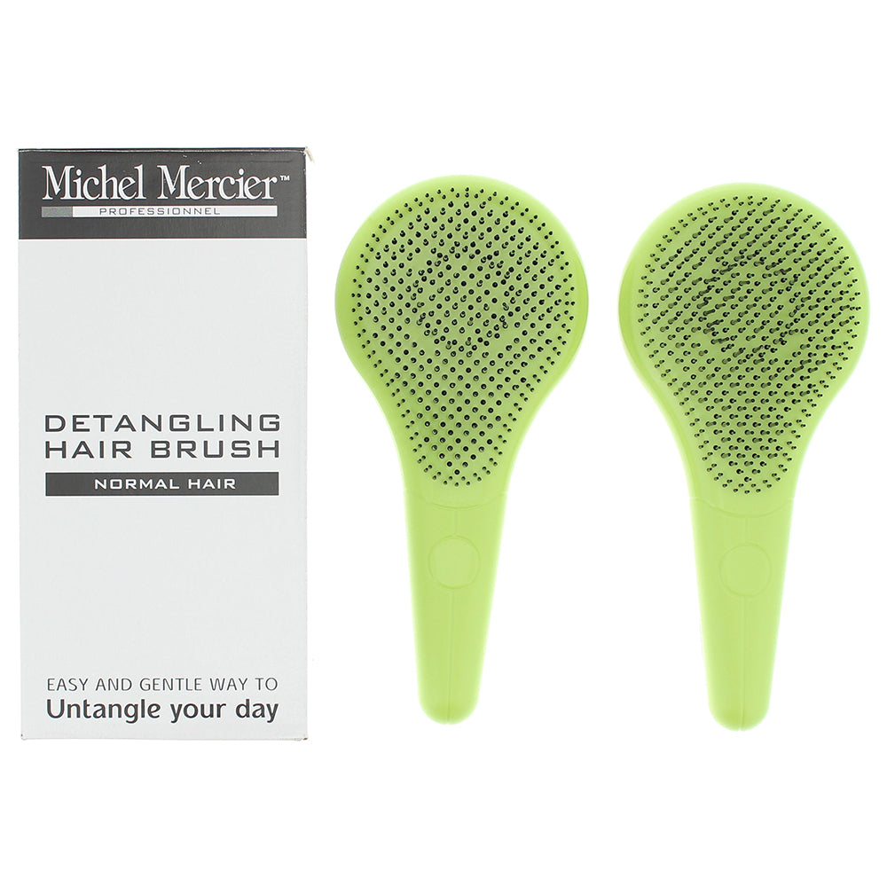 Michel Mercier Detangling Hair Brush For Normal Hair Green Duo Pack Hair Brush