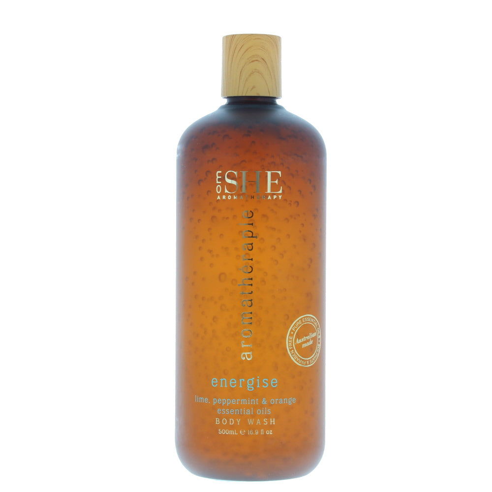 Om She Aromatherapie Energise Lime Peppermint & Orange Essential Oils Body Wash