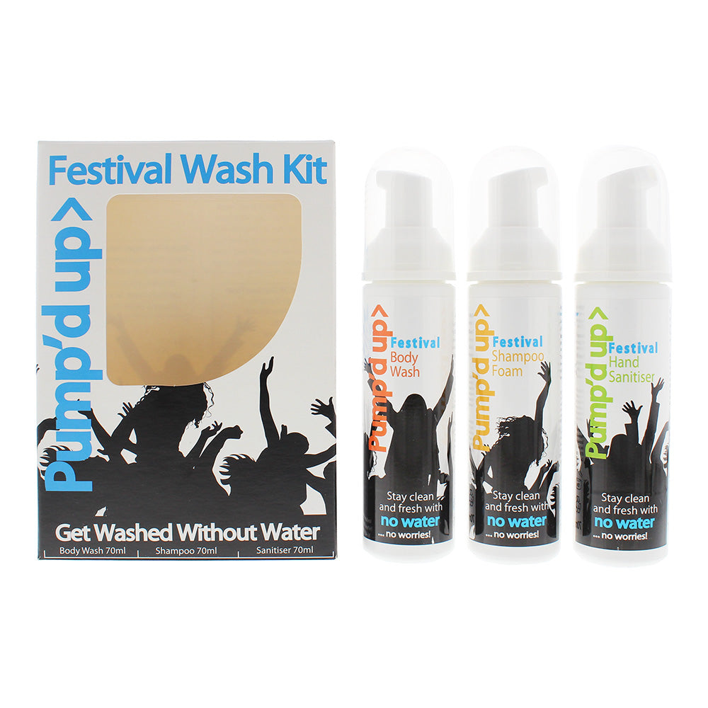 Pump'd Up Festival Wash Kit 3 Pieces Gift Set : Body Wash 70ml - Shampoo 70ml -