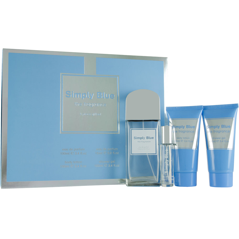 Simply Blue Eau de Parfum Gift Set : Eau de Parfum 100ml - Eau de Parfum 15ml - Body Lotion 100m - Shower Gel 100ml