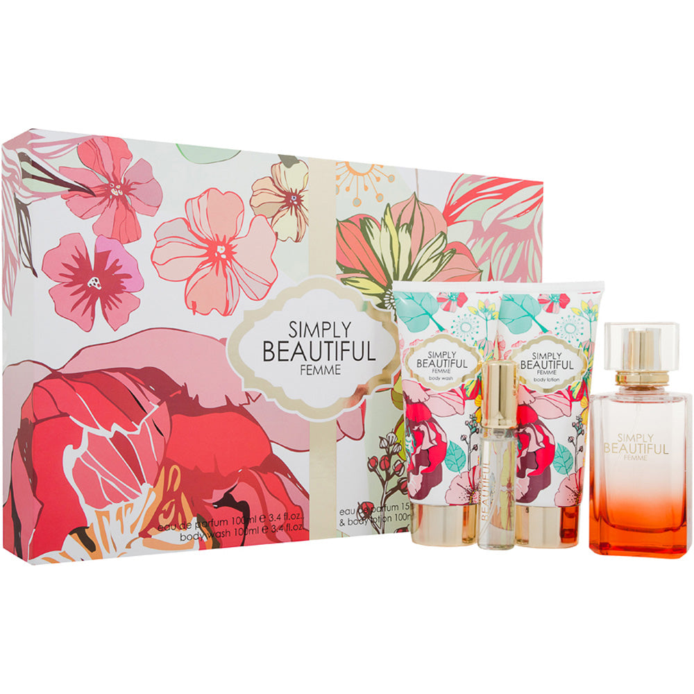 Simply Beautiful Femme Eau de Parfum 4 Pieces Gift Set : Eau de Parfum 100ml - E