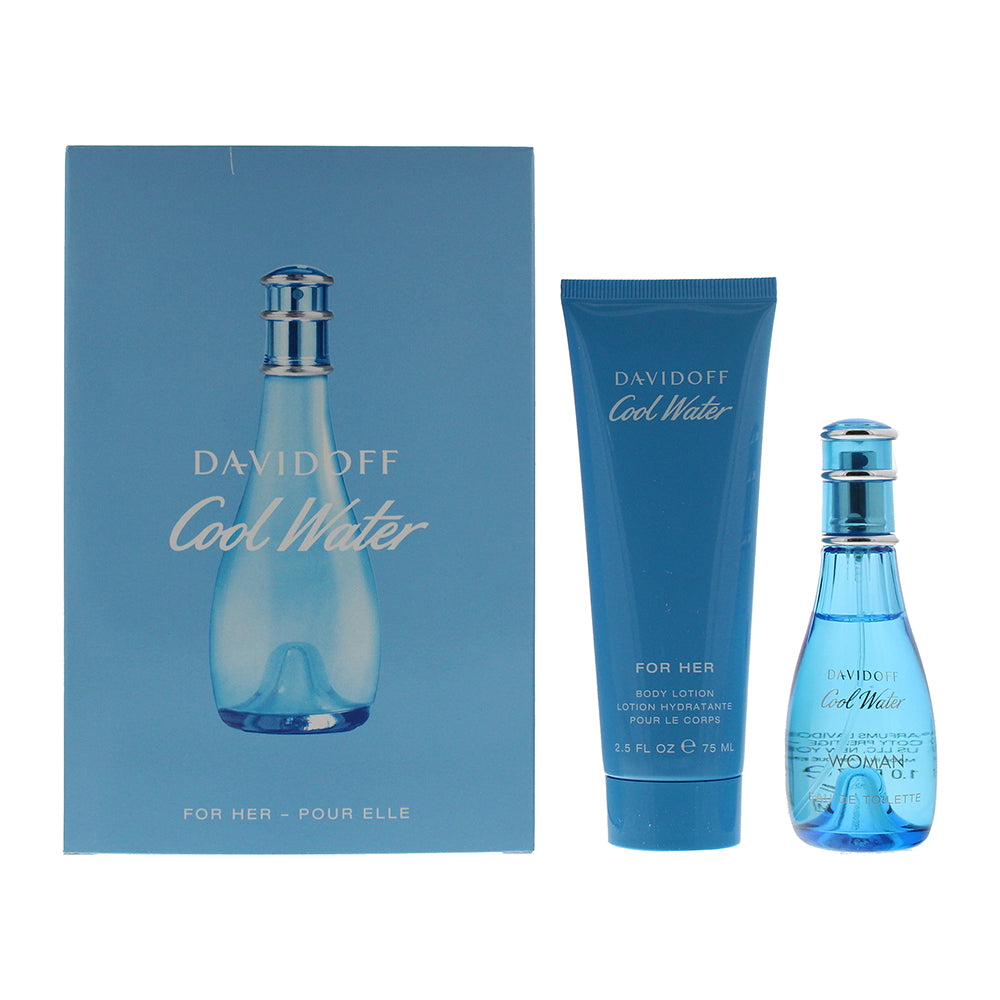 Davidoff Cool Water Woman 2 Piece Eau De Toilette 30ml Body Lotion 75ml