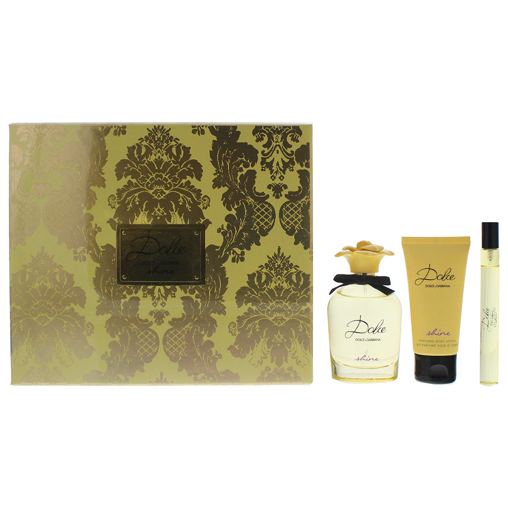 Dolce & Gabbana Dolce Shine 3 Piece Eau De Parfum 75ml Body Lotion 50ml Eau De Parfum 10ml