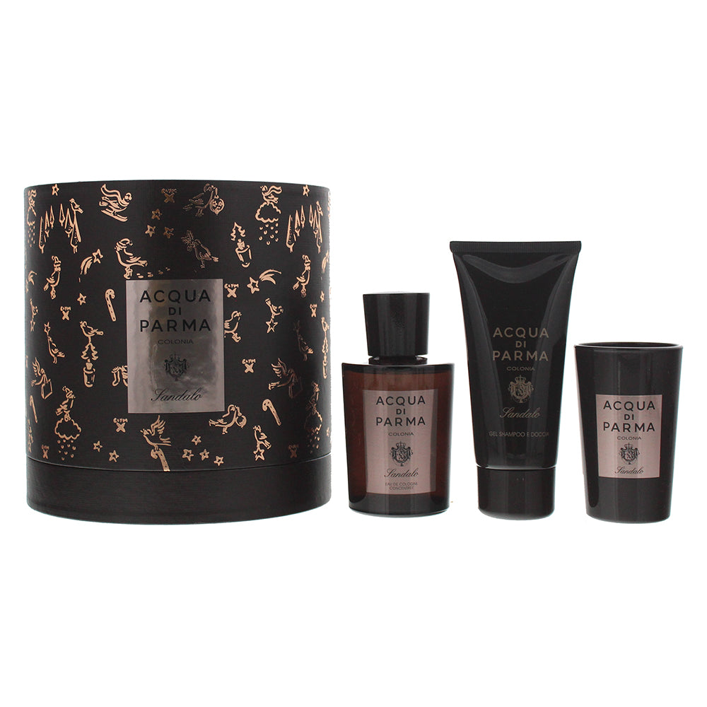 Acqua Di Parma Colonia Sandalo Concentree 3 Piece Eau De Cologne 100ml Shower Gel 75ml Candle 65g