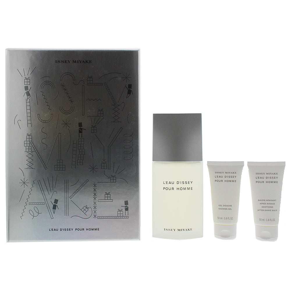 Issey Miyake L'eau D'issey Pour Homme 3 Piece Eau De Toilette 125ml Shower Gel 50ml Aftershave Balm 50ml
