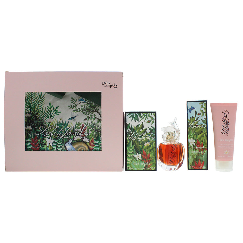 Lolita Lempicka Lolitaland 3 Piece Set  Eau De Parfum 40ml Body Lotion 75ml Tote Bag