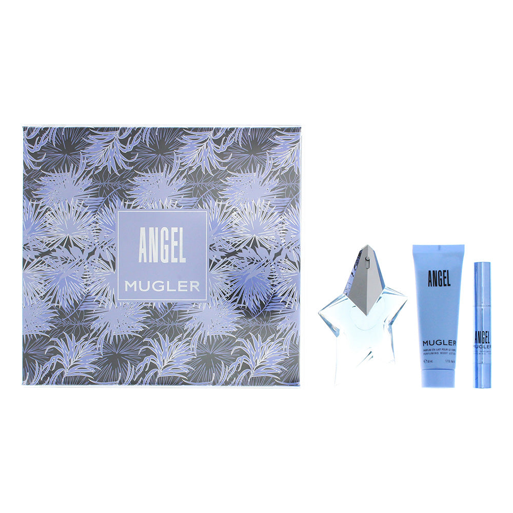 Mugler Angel 3 Piece Set Eau De Parfum 25ml : Eau De Parfum 3g : Body Lotion 50ml