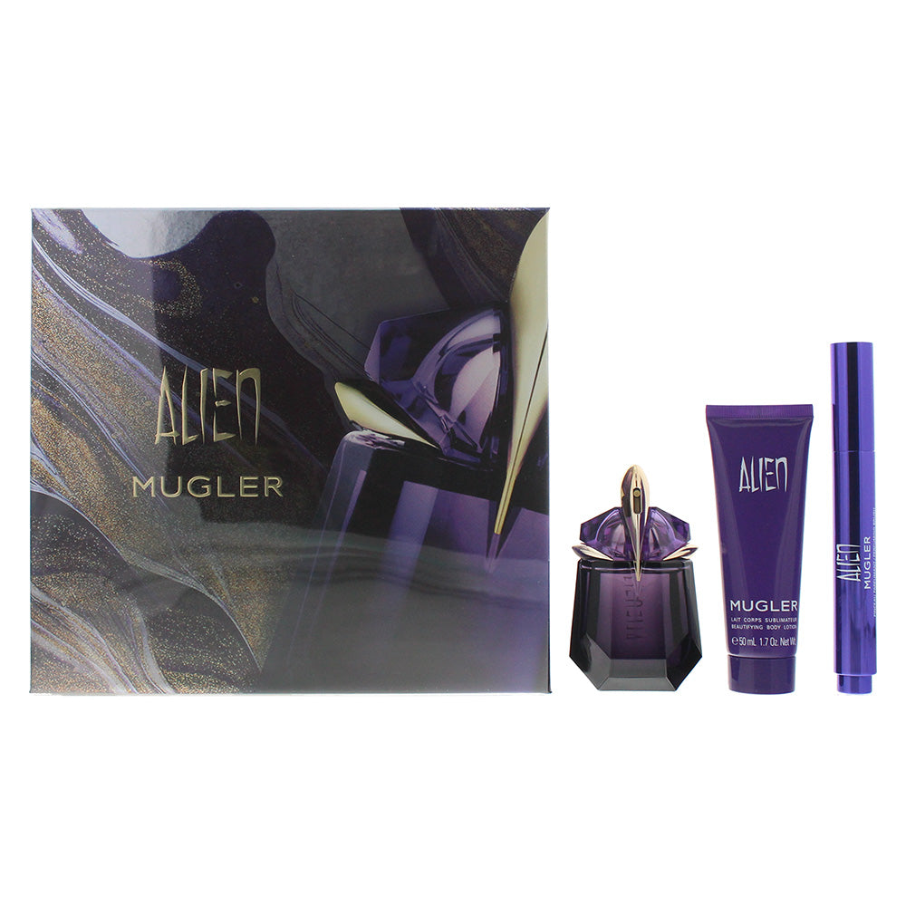 Mugler Alien 3 Piece Set - Eau De Parfum 30ml - Body Lotion 50ml - Perfuming Brush 7ml
