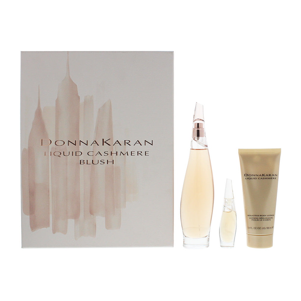 Dkny Liquid Cashmere Blush 3 Piece Gift Set: Eau De Parfum 100ml - Eau De Parfum 7ml - Body Lotion 100ml